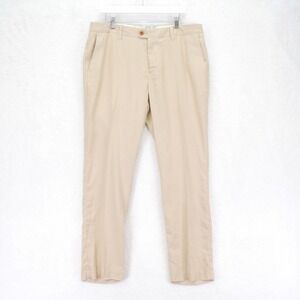 Tommy Bahama Linen Blend Dress Pants Tan Herringbone Flat Front Mid Rise 37 / 32